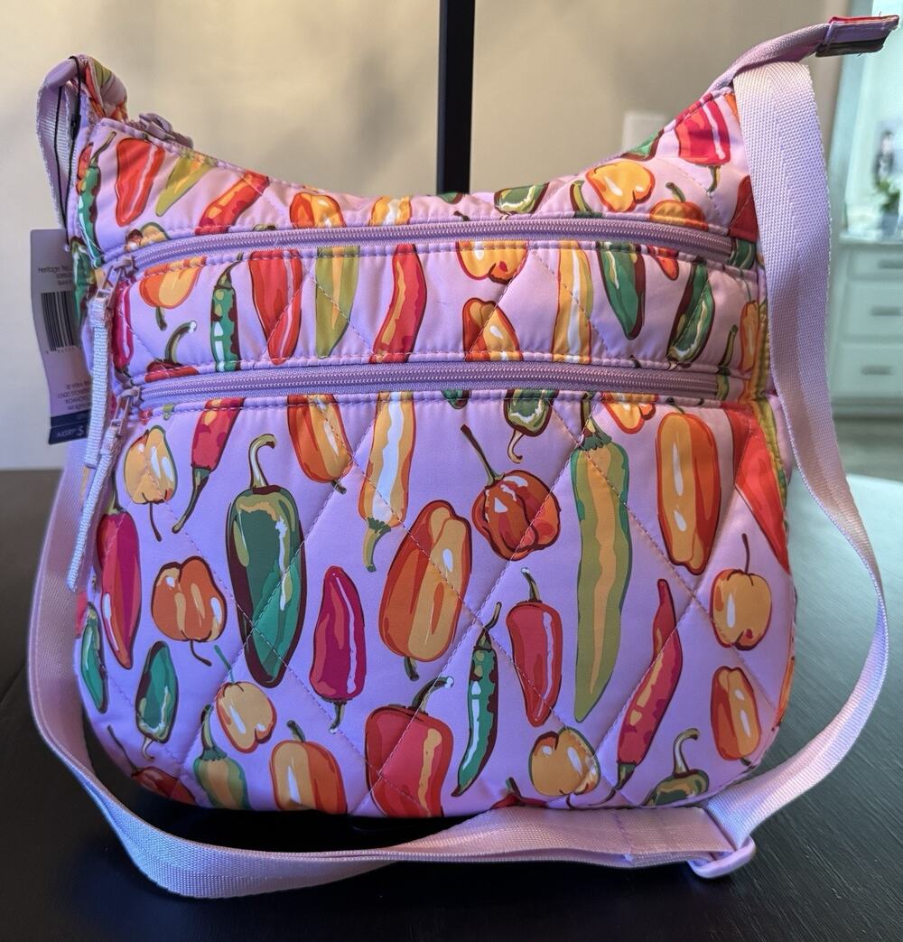 NWT Vera Bradley Heritage Trio Zip Hipster Crossbody Bag In Spice It Up Pepper